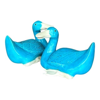 Vintage Asian Glazed Ceramic Ducks - a Pair For Sale