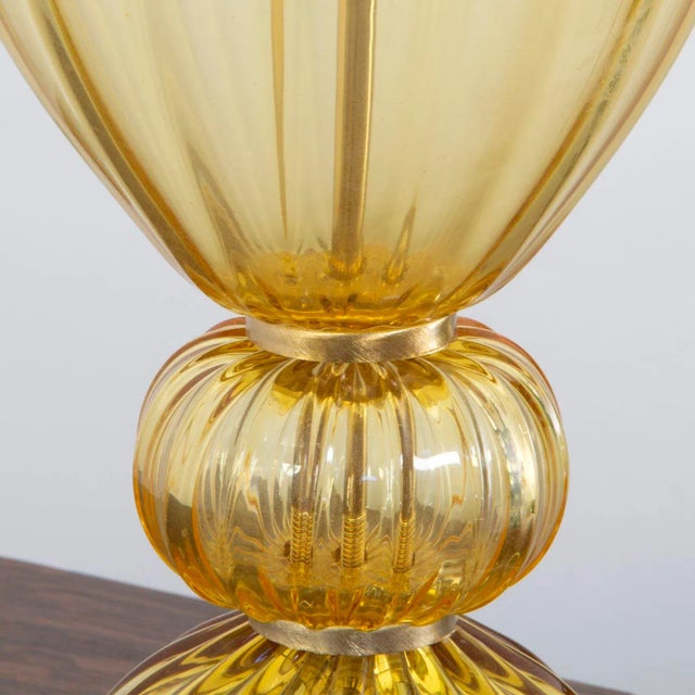 Gold Amber Murano Glass Table Lamp in the style of Mazzega, 1990s For Sale - Image 8 of 12