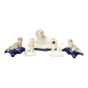 Collection of Five Staffordshire Figures of Poodles
