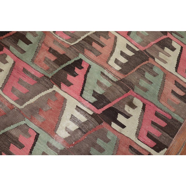 Rustic Mid 20th Century Primitive Tribal Rustic Turkish Kilim For Sale - Image 3 of 6