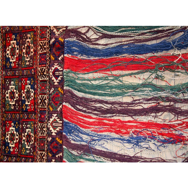 A beautiful mid-20th century Persian Turkmen Asmalyk, a hand-woven wool textile used in wedding processions to cover the...
