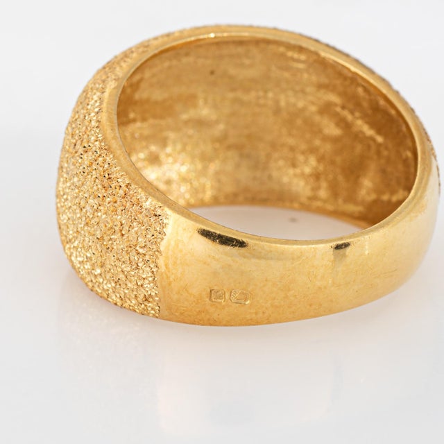 Metal 80s Portuguese Shimmer Ring 19k Yellow Gold Dome Band Sz 7.25 Fine Jewelry For Sale - Image 7 of 7