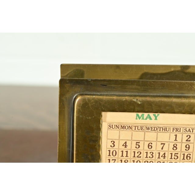 Roycroft Arts & Crafts Brass Finished Hammered Copper Letter Rack With Calendar Frame or Picture Frame For Sale In South Bend - Image 6 of 16