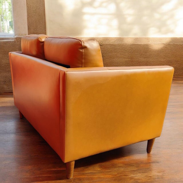 Mid-Century Modern Experience the Perfect Blend of Style and Comfort With the Svend Tan Leather Loveseat For Sale - Image 3 of 7