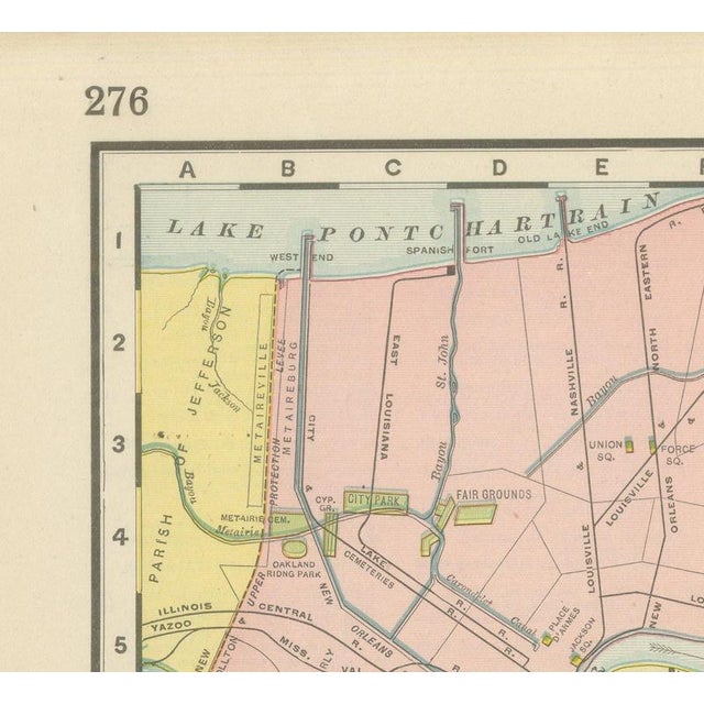 Antique Map of New Orleans, The Crescent City from Rand McNally, 1899 For Sale - Image 4 of 12