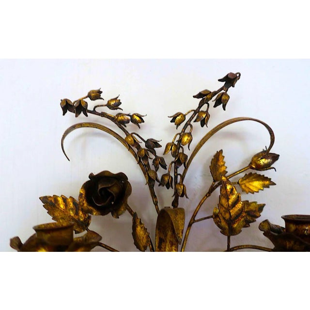1960s Gilt Tole Double Wall Candleholders by Hans Kögl, 1960s, Set of 2 For Sale - Image 5 of 11