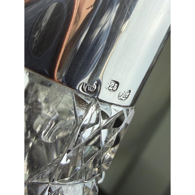 1920s German Brilliant Cut Crystal Decanter with Sterling Silver 925 Collar, 1920s For Sale - Image 5 of 12