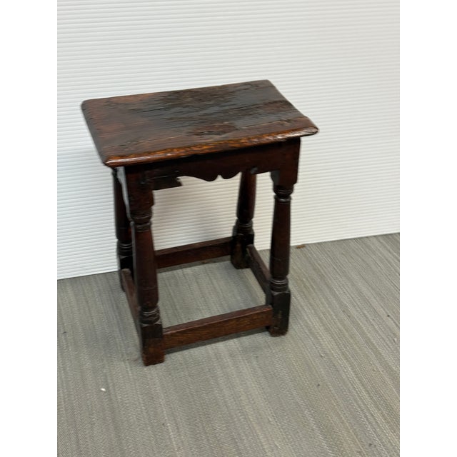 18th Century Antique English Oak Joint Stool For Sale - Image 9 of 11