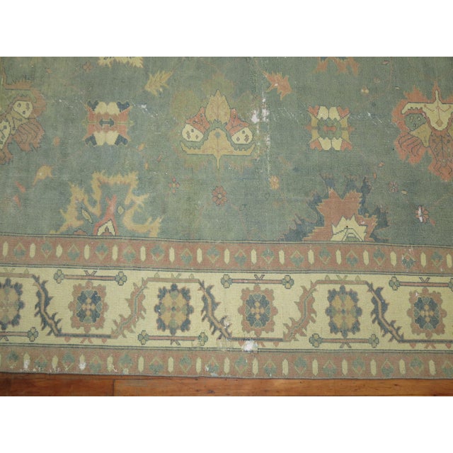 Mid 20th Century Vintage Feminine Worn Oushak Rug - 9' x 13'6" For Sale - Image 5 of 12