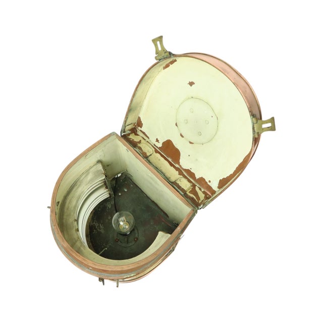 Large Antique Red Copper Ships Lantern For Sale - Image 5 of 11