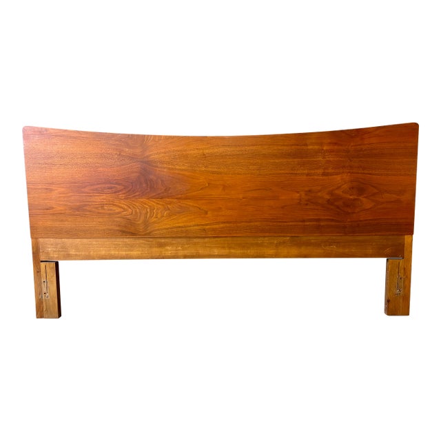 Vintage King Size Mid-Century Walnut Headboard For Sale