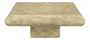 Taupe Tessellated Fossil Stone Pedestal Coffee Table
