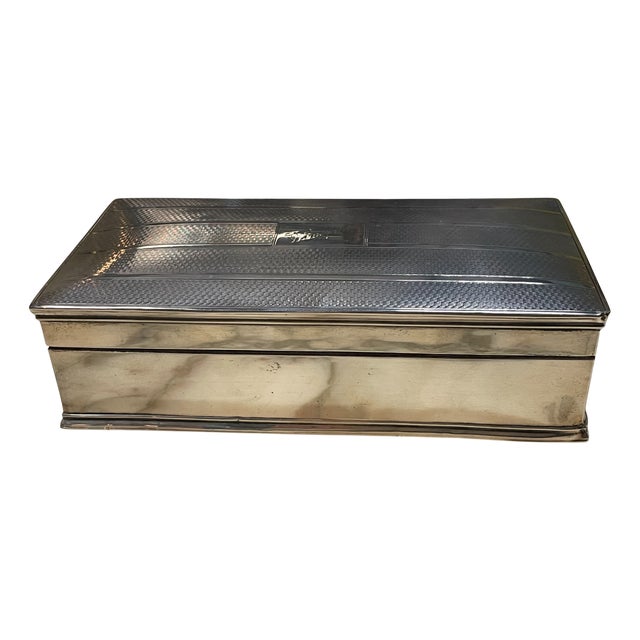 Rectangular Silver Metal Box, 1952 For Sale