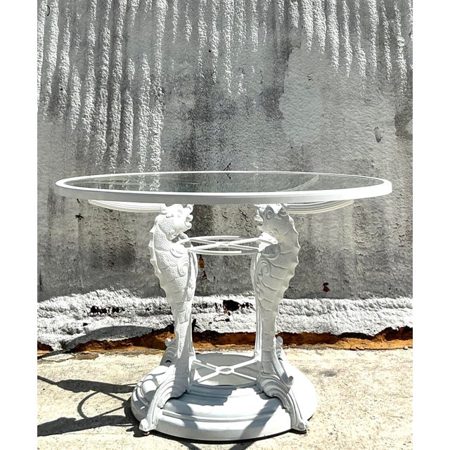 Vintage Coastal Wrought Iron Koi Dining Table For Sale - Image 4 of 11