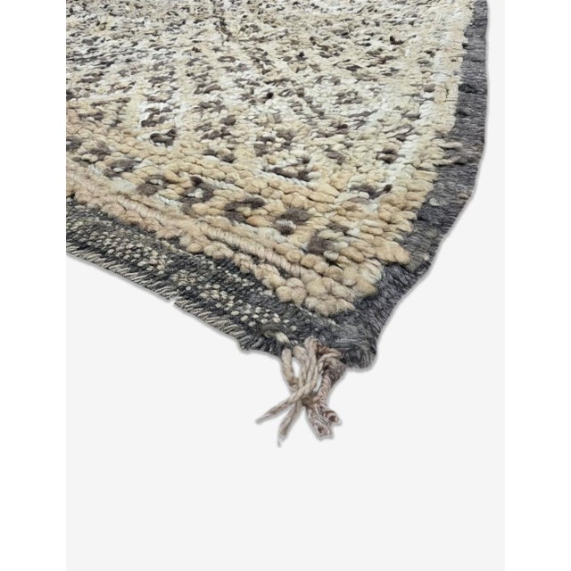 Vintage Beni M'Guild Rug | Handwoven Berber Wool Rug with Faded Brown Diamond Lattice This exquisite vintage Beni M'Guild...