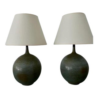 1990s Pottery Table Lamps - a Pair For Sale
