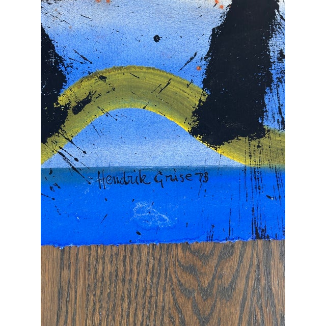 Hendrik Grise Vintage Abstract Expressionist Painting Signed For Sale - Image 4 of 5