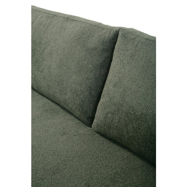Vanessa Chenille Seated End Sectional, Forest Green and Latte Wood Finish For Sale - Image 6 of 12