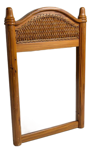 Large Mid-Century Modern Mirror in Bamboo and Pine