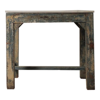 Marble-Topped Painted Console Side Table For Sale