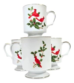 Gold Accented Otigiri Cardinal Mugs - Set of Four