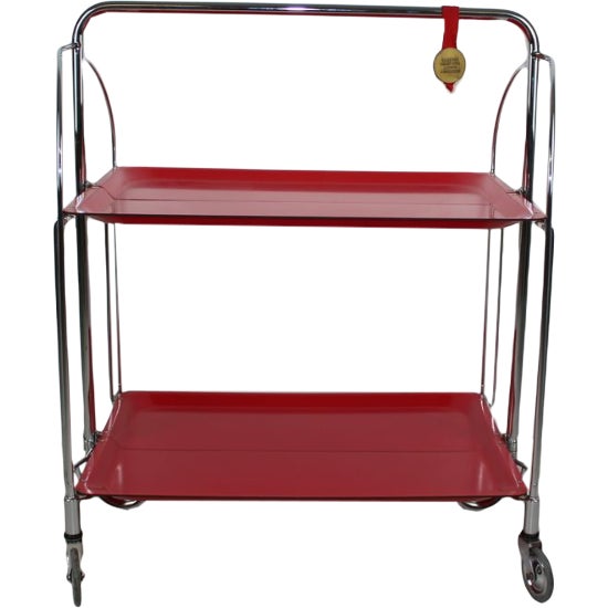 Mid-Century Dinette Foldable Serving Trolley from Bremshey Solingen, 1960s For Sale