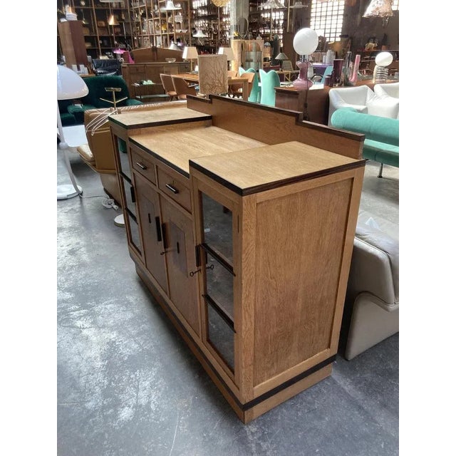Dutch Art Deco Oak and Glass Buffet or Bar Cabinet, 1930s For Sale - Image 3 of 12