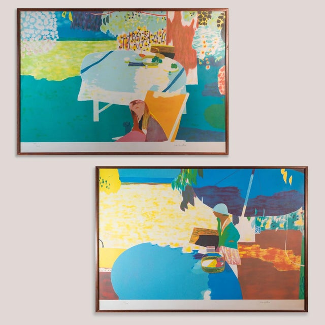 Ortuno, Figurative Garden Scenes, Lithographs, 1950s, Set of 2 For Sale - Image 11 of 11