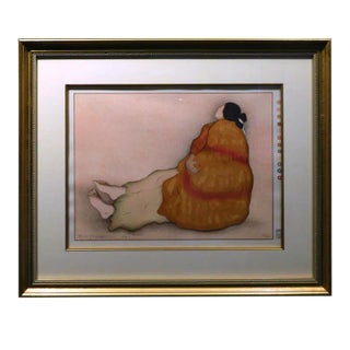 1981 R.C. Gorman "Yuyake" Hand Signed Woodblock Art Print With Custom Frame For Sale