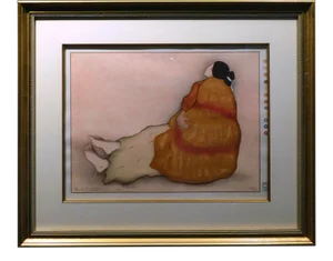 1981 R.C. Gorman "Yuyake" Hand Signed Woodblock Art Print With Custom Frame
