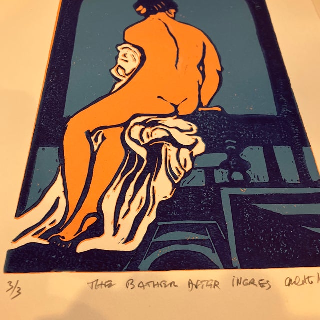 Figurative 1980’s Original Lithograph “The Bather After Ingres” Signed Numbered 3/3 For Sale - Image 3 of 3