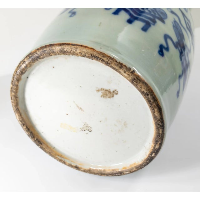 Early 20th Century Chinese Celadon and Underglaze Blue Vase For Sale - Image 12 of 12