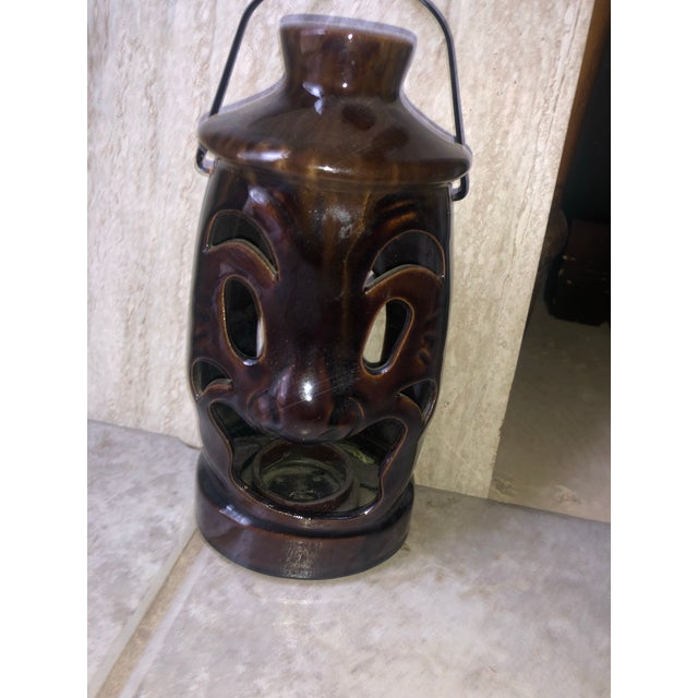 Metal 1960s Drip Glazed Criterion Collections Japan Tiki Teacup Candle Holder For Sale - Image 7 of 12