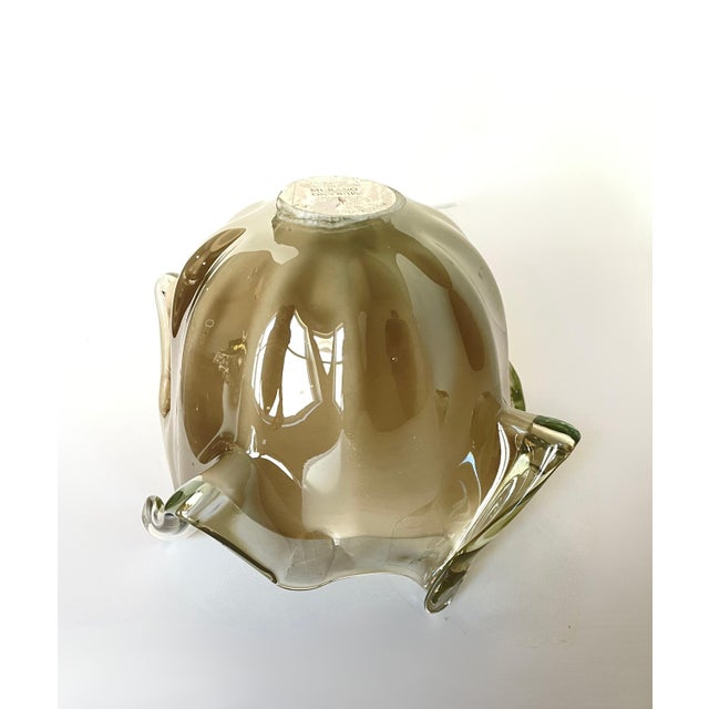 Vintage White Cristal Murano Glass Bowl – Champagne Pearled Italian Art Glass For Sale - Image 4 of 5
