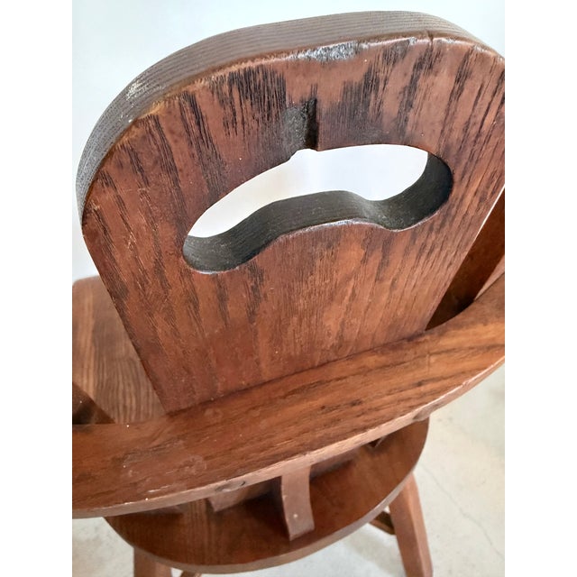 Brutalist Oak Chairs (After De Puydt) 1960s Hand Crafted, Set of 4 For Sale - Image 6 of 7