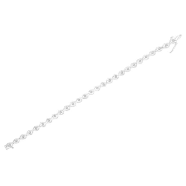 Haus of Brilliance .925 Sterling Silver 1/2 Cttw Rose Cut Diamond Almond Shape Link Tennis Bracelet (I-J Color, I3 Clarity) - 7” For Sale - Image 4 of 6