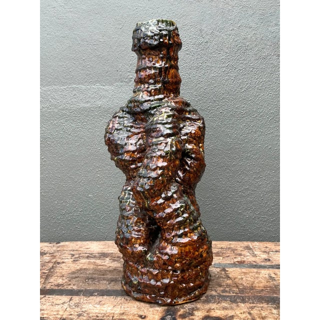 Ceramic Vintage Sculptural Textured Ceramic Vase For Sale - Image 7 of 12