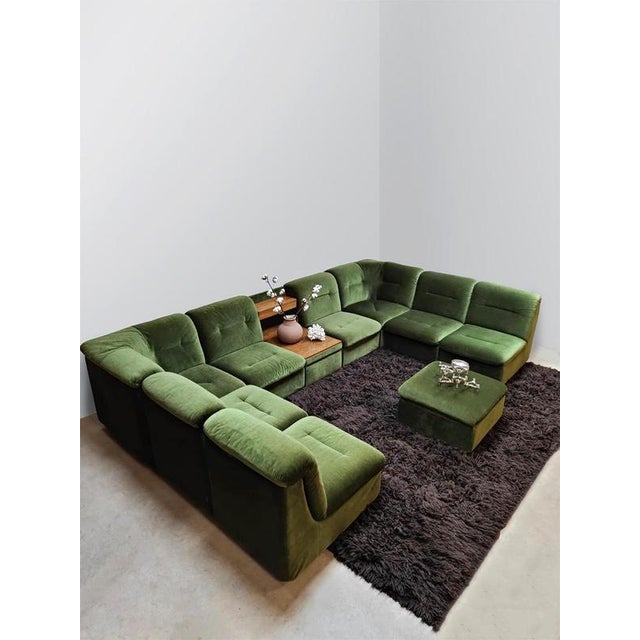 Vintage Modular Sofa in Velvet, 1970s For Sale - Image 3 of 8