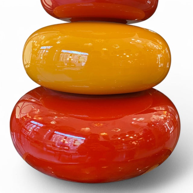 Albret Red and Yellow Ceramic Lamp, 1980s For Sale - Image 4 of 6