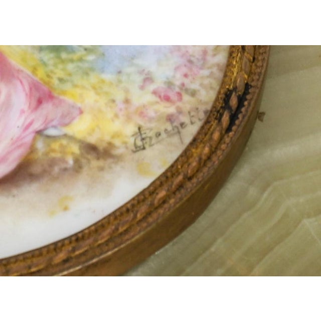 Gold Antique French Porcelain-Mounted Champlevé and Onyx Casket, 19th Century For Sale - Image 8 of 18