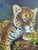 Textile Vintage Hand Painted Oil on Canvas Tiger Framed Wall Art For Sale - Image 7 of 8