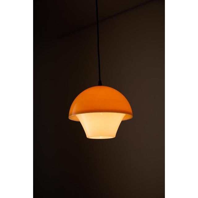Glass Yellow Cased Glass Mushroom Pendant, 1970s For Sale - Image 7 of 10