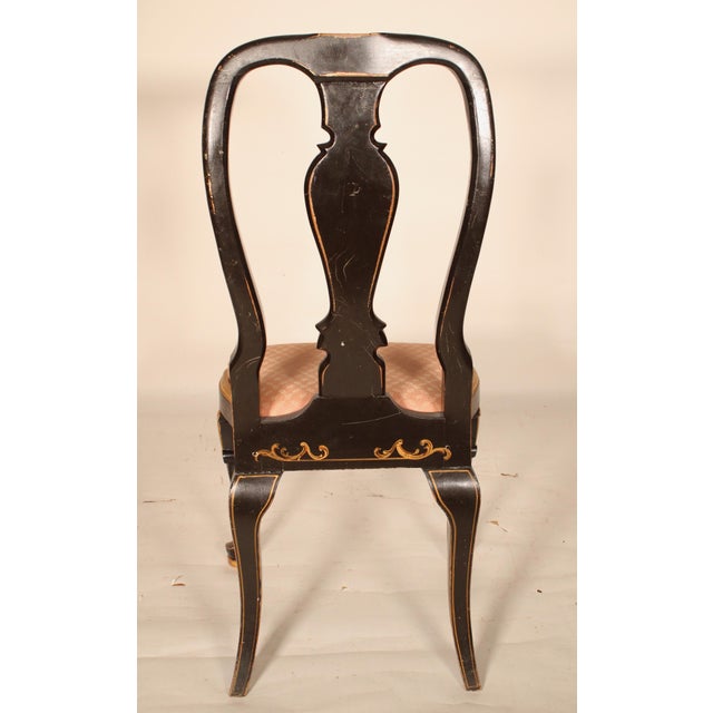 1950s Queen Anne Style Chinoiserie Decorated Side Chair For Sale - Image 5 of 9
