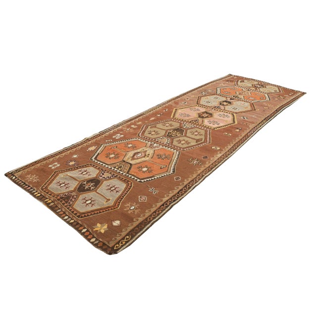 Traditional Mid 20th Century Vintage Decorative Turkish Kars Kilim Rug For Sale - Image 3 of 7