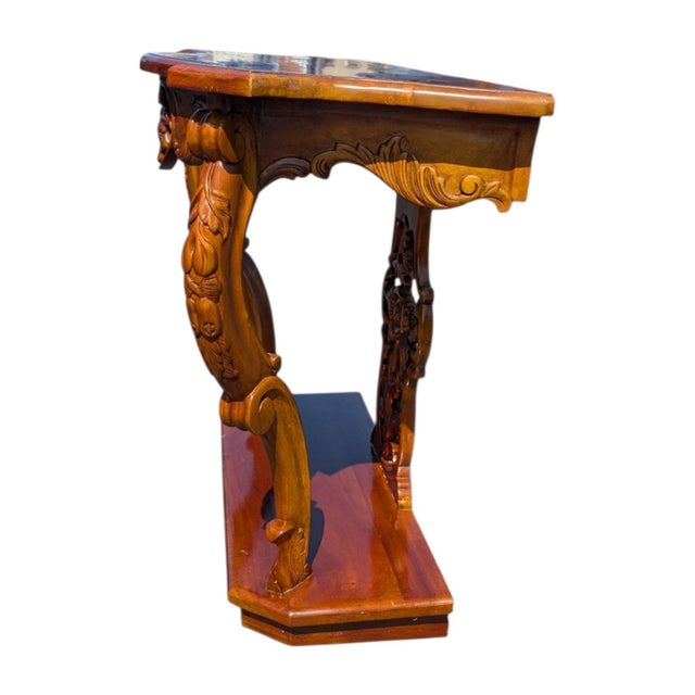 Rococo Revival Style Carved Wood Pierced Console Entryway Table For Sale In Los Angeles - Image 6 of 6
