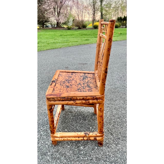 Mid Century Boho Chic Tortoiseshell Bamboo Chairs -Set of 4 For Sale - Image 9 of 12