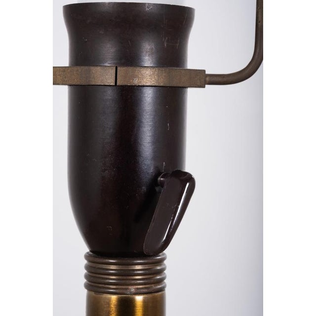 Wood Danish Teak and Brass Floor Lamp with Original Shade, 1960s For Sale - Image 7 of 8