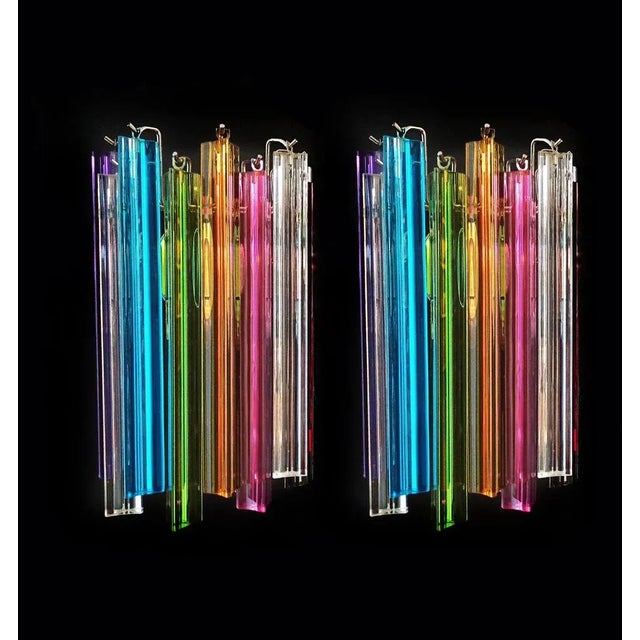 Metal Italian Venini Style Triedri Wall Sconce in Murano, 1990s, Set of 6 For Sale - Image 7 of 14