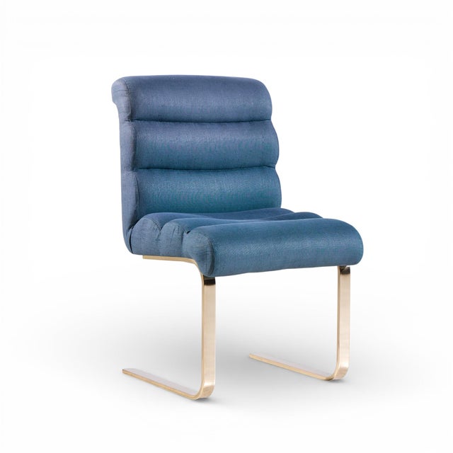 Frank Mariani Frank Mariani Lugano Mid Century Brass Cantilever Dining Chairs - Set of 4 For Sale - Image 4 of 13