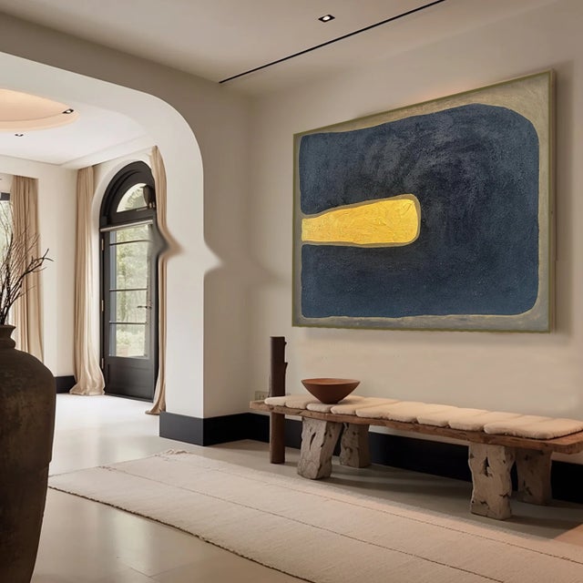 Gold and Carbon Painting on Spanish Linen Minimalist Painting For Sale In New York - Image 6 of 6